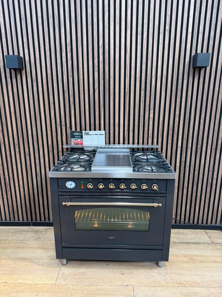 Prachtige Antraciet messing Boretti Fornuis(Gratis bezorgen), Witgoed en Apparatuur, Fornuizen, Zo goed als nieuw, Vrijstaand