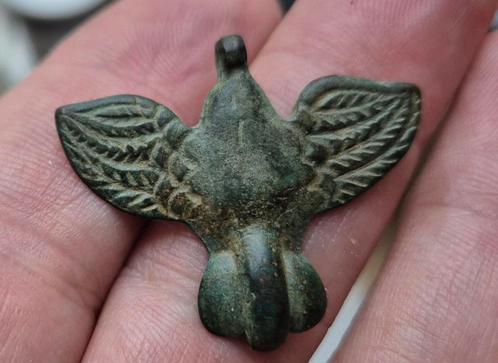 Romeins Gevleugrelde Fallus Hanger Bodemvondst Brons, Antiek en Kunst, Kunst | Overige Kunst, Ophalen of Verzenden