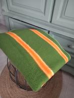 Groen met Oranje Strepen deken Vintage, Ophalen of Verzenden, Gebruikt, Groen, Vierkant