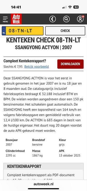 SsangYong Actyon 2.3 A230 4WD AUT 2007 Grijs beschikbaar voor biedingen