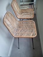 Twee rotan barkrukken - 75 cm hoog, Huis en Inrichting, Stoelen, Ophalen, Twee, Bruin, Riet of Rotan