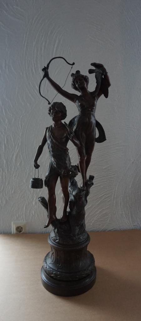 Standbeeld Jacht met kookpot, pijl en boog, Antiek en Kunst, Kunst | Beelden en Houtsnijwerken, Ophalen