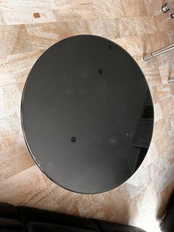 Salontafel zwart met glasplaat 100cm
