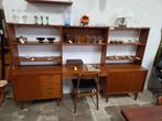 Prachtige vintage Mid-Century kast wandmeubel bureau teak, Ophalen, Gebruikt, Teakhout, X