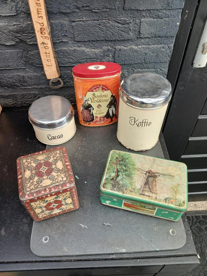 5 Vintage Blikken, Verzamelen, Blikken, Ophalen of Verzenden