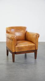 Luxe, gerestaureerde antieke Art Deco schapenleren fauteuil, Ophalen, Gebruikt, 75 tot 100 cm, Art Deco