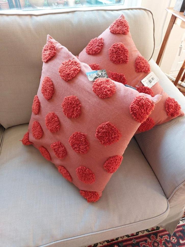 2 superleuke kussentjes 45x45 cm terra Unique Living NIEUW!!, Huis en Inrichting, Woonaccessoires | Kussens, Nieuw, Overige kleuren