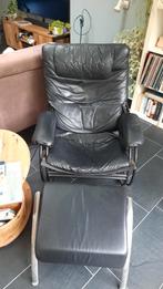 Leren stoel met voetenbank, Ophalen, Gebruikt, Eenpersoons, Minder dan 150 cm