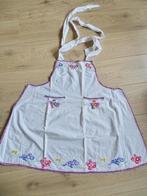 Vintage geborduurd schort van katoen, Ophalen of Verzenden, Gebruikt, Wit, Schort