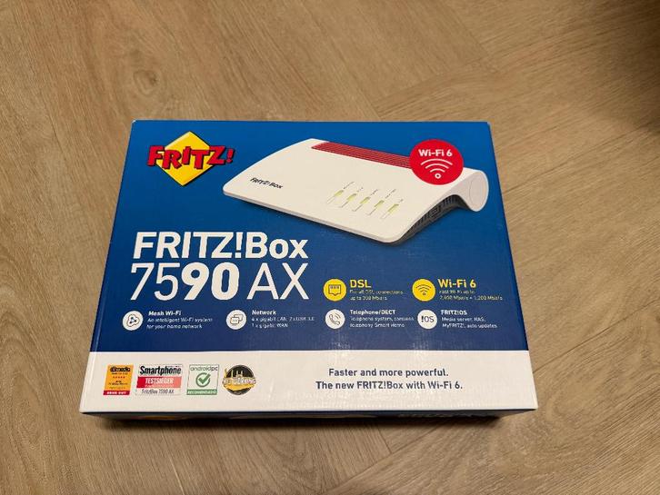 FRITZ!Box 7590 AX - Garantie - Doos, Computers en Software, Routers en Modems, Zo goed als nieuw, Router met modem, Ophalen of Verzenden