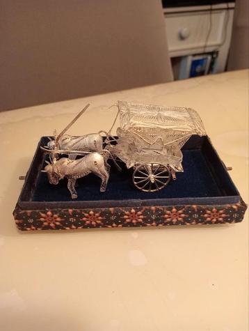 Zilveren 925 Ossenwagen Miniatuur beschikbaar voor biedingen