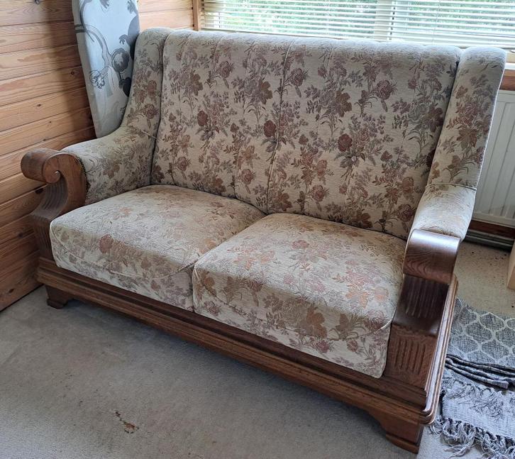 Klassiek eiken bankstel (2x 2-zits + 1 fauteuil) Deiman, Antiek en Kunst, Antiek | Meubels | Stoelen en Banken, Ophalen