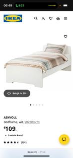 IKEA ASVKOLL Eenpersoonsbed Wit twee stuks zgan, Ophalen, 90 cm, Eenpersoons, Wit