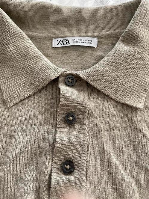 Zara heren poloshirt L kaki, viscose & polyester, Kleding | Heren, Polo's, Zo goed als nieuw, Groen, Ophalen of Verzenden