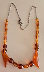 Zilveren ketting met amber, Verzenden, Zilver, Ketting, Met edelsteen