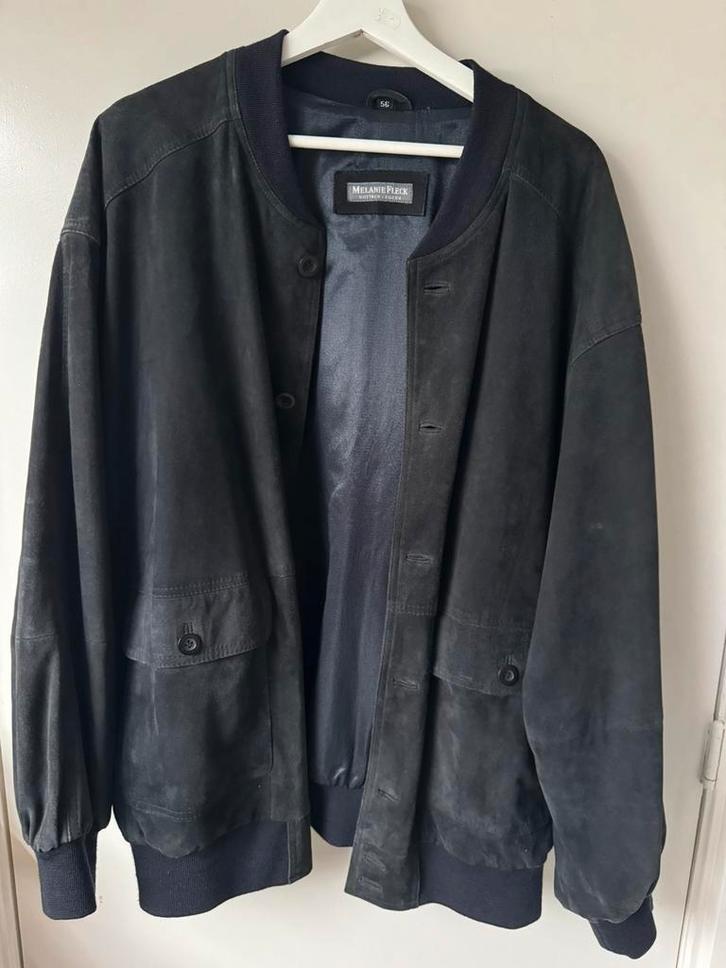 Suède bomberjack heren maat XL, Kleding | Heren, Jassen | Winter, Zo goed als nieuw, Maat 56/58 (XL), Blauw, Verzenden