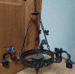 antieke driearmige hanglamp met blaadjes, Ophalen of Verzenden
