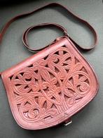 Handgemaakte vintage boho bruine leren schoudertas zadeltas, Ophalen of Verzenden, Nieuw, Bruin, Leer