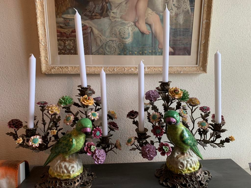 Wong Lee set kandelaars papegaaien, Ophalen, Zo goed als nieuw