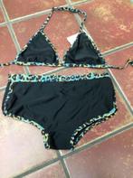 zwarte bikini afgewerkt met panter motief Maat 170./176, Meisje, Ophalen of Verzenden, Emmen, Zwarte bikini afgewerkt met panter motief Maat 170./176