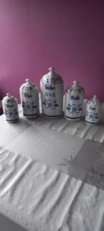 Vintage Delfts Blauw Voorraadpotten Set, Ophalen, Overige materialen, Zo goed als nieuw, Wit