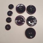 9 geëmallieerde kokos knopen heel donker paars, Ophalen of Verzenden, Nieuw, Knoop of Knopen