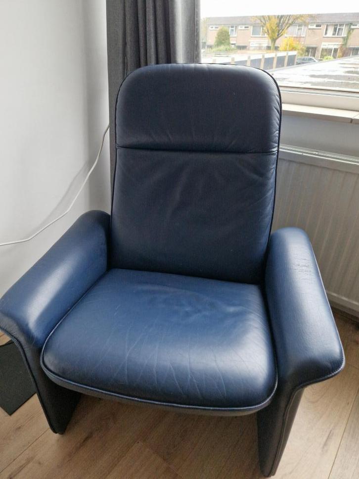 De Sede Relaxfauteuil DS50 - Blauw Leder, Huis en Inrichting, Fauteuils, Gebruikt, Leer, 50 tot 75 cm, 75 tot 100 cm, Ophalen