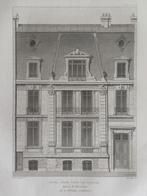 1877 Architectuur Gravure - Tekening Haussmann gevel Parijs, Antiek en Kunst, Verzenden