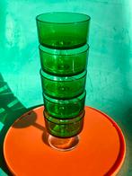 Vintage voetglas coupe wijnglas set groen Luminarc Cavalier