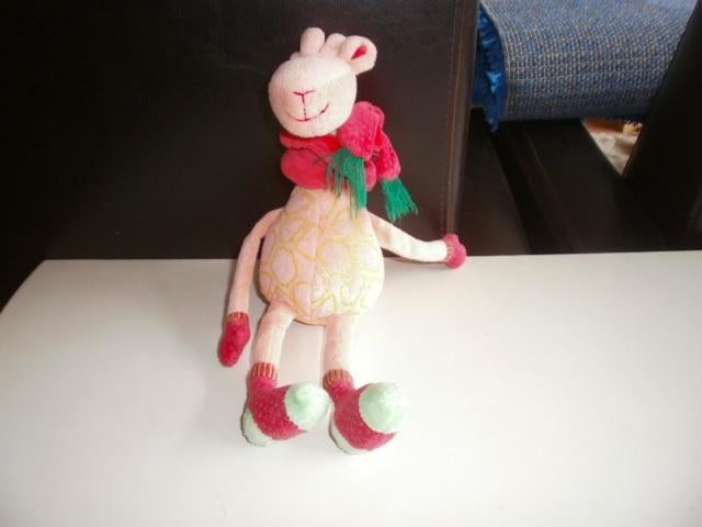 Hema giraf oranje met sjaal om van velours 23 cm 2x u bod, Ophalen of Verzenden, Zo goed als nieuw, Overige typen