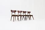 Set van 4 Vintage Mid Century eetkamer stoelen 1960s, Huis en Inrichting, Stoelen, Ophalen, Gebruikt, Bruin, Vintage