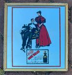 Vintage spiegel met advertentie 14x15 cm, Ophalen of Verzenden, Rechthoekig, Minder dan 50 cm, Minder dan 100 cm