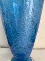 Grote kobalt blauwe design vaas craquelé, Minder dan 50 cm, Glas, Blauw, Ophalen of Verzenden