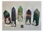 5 x Fluoriet Kristallen Punten, Torens, info zie foto’s, Ophalen of Verzenden, Mineraal