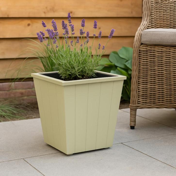 Hardhouten Plantenbak Lichtgroen Mint 28x28x32 cm op=op, Tuin en Terras, Bloembakken en Plantenbakken, Nieuw, Hout, Binnen, Balkon