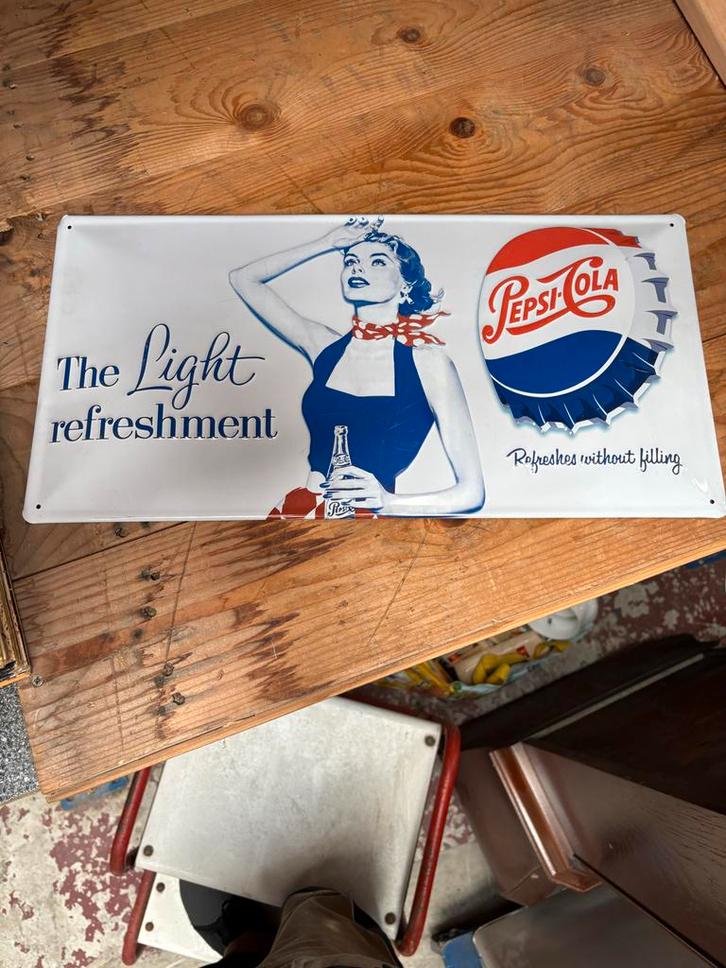 Vintage Pepsi-Cola Reclamebord, Antiek en Kunst, Antiek | Emaille, Ophalen of Verzenden