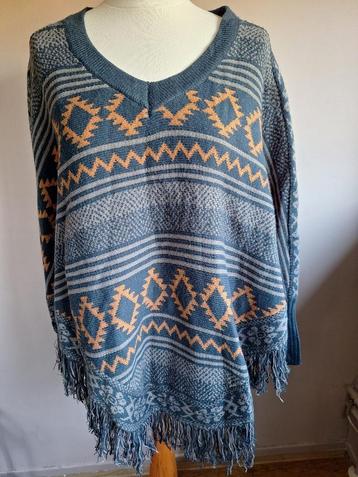 Leuke aparte poncho stretch trui print van C&S, maat L/XL beschikbaar voor biedingen