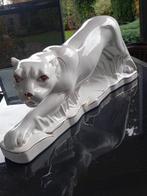 PRACHTIGE WIT PORSELEINEN PANTER AFGEZET MET GOUDEN BIES .
A, Ophalen of Verzenden