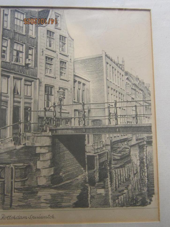 SPUIWATER Rotterdam, Oude Prent Oud Rotterdam, Verzamelen, Foto's en Prenten, Gebruikt, Overige onderwerpen, Voor 1940, Ophalen