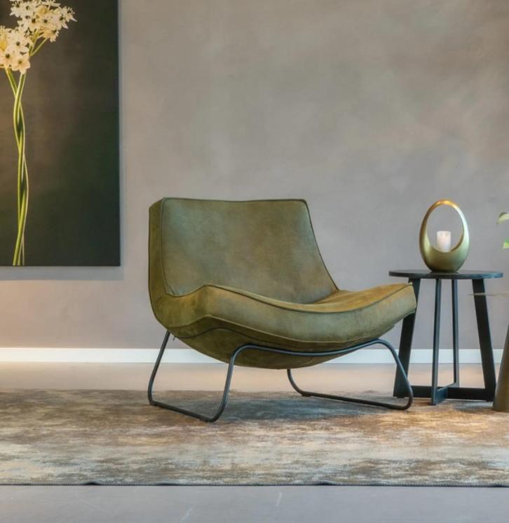 Fauteuil Boa Olive van HE Design, Huis en Inrichting, Fauteuils, Gebruikt, Leer, 50 tot 75 cm, 75 tot 100 cm, Ophalen