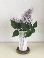vintage marmeren vaasje wit/grijs 15 cm hoog, Ophalen of Verzenden