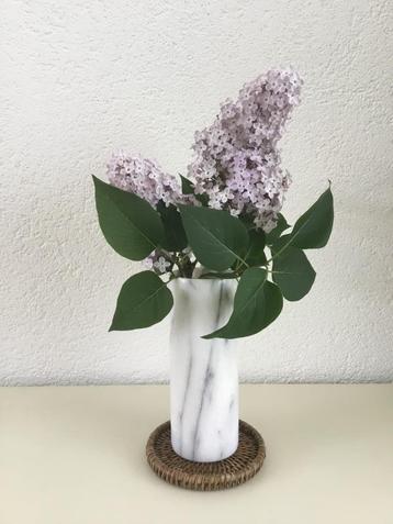 vintage marmeren vaasje wit/grijs 15 cm hoog beschikbaar voor biedingen