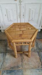 Bamboe bijzettafeltje vintage plantentafeltje tafeltje, Minder dan 55 cm, Gebruikt, Bohemian, Ophalen of Verzenden