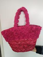 rieten tas met rozen bloemen, Sieraden, Tassen en Uiterlijk, Ophalen, Nieuw, Roze