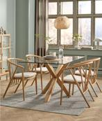 JYSK Agerby eettafel glas/hout 90x160, Ophalen, Eikenhout, 50 tot 100 cm, Zo goed als nieuw