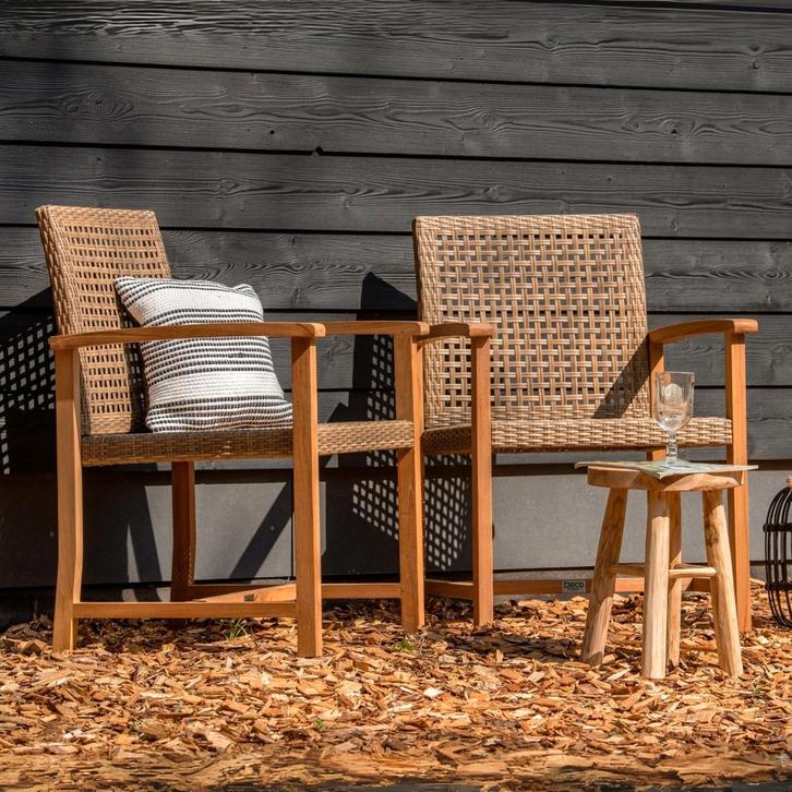Teak tuinstoel Blitar (set van 2 stoelen), Tuin en Terras, Tuinstoelen, Nieuw, Teakhout, Ophalen of Verzenden