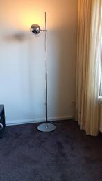 vintage design vloerlamp, chroom metaal, bollamp, 175 hoog, Huis en Inrichting, Lampen | Vloerlampen, Ophalen of Verzenden, Metaal