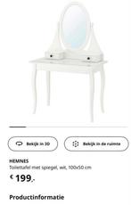 Hemnes Kaptafel met Spiegel - Zeer netjes, Ophalen, 100 tot 150 cm, Zo goed als nieuw, 150 tot 200 cm