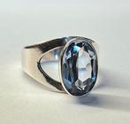 SCANDINAVISCHE zilveren ring uit 1972 met blauwe spinel., Verzenden, Zilver