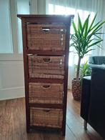 Ladekastje hout met rietenmanden, Huis en Inrichting, Ophalen, Gebruikt, 100 tot 150 cm, 50 tot 100 cm